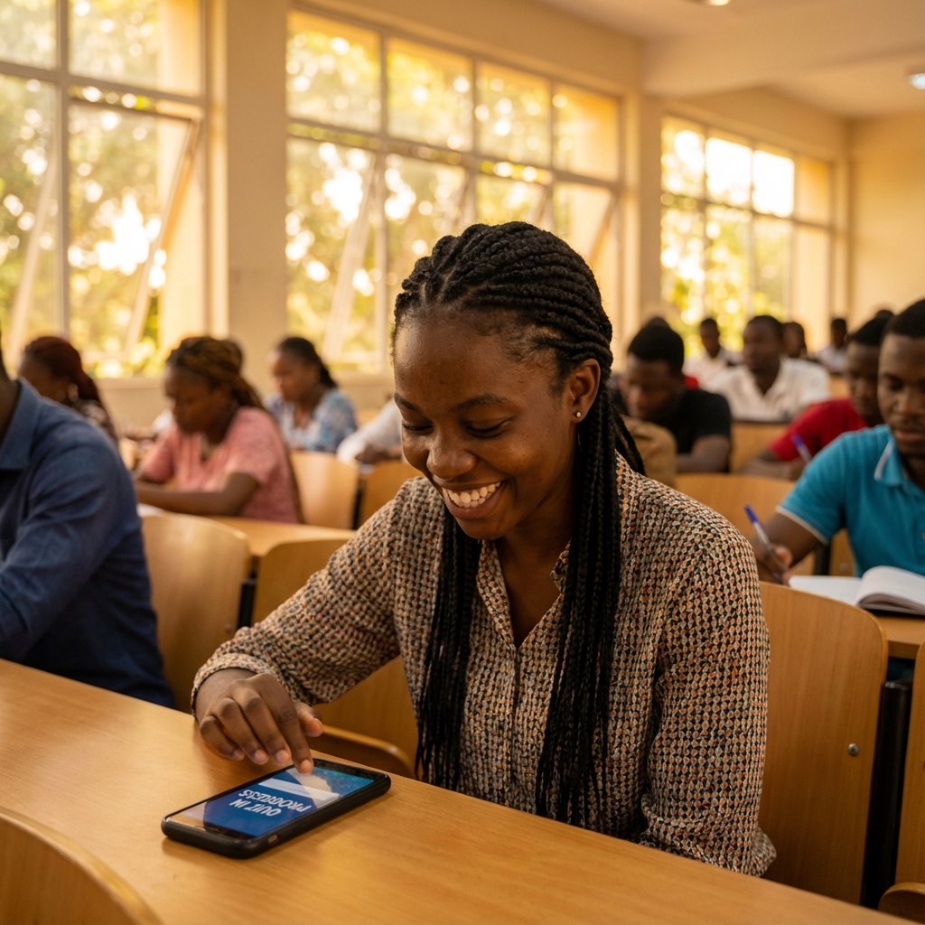 Student taking a quiz on their phone