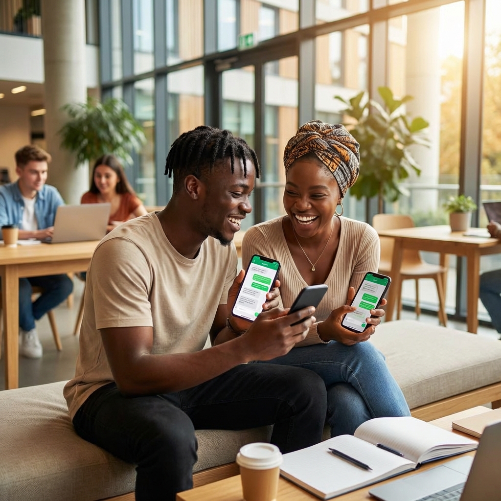 Students chatting and messaging on the app